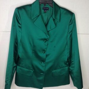 Anne Klein Green Satin Blazer Holiday Formal